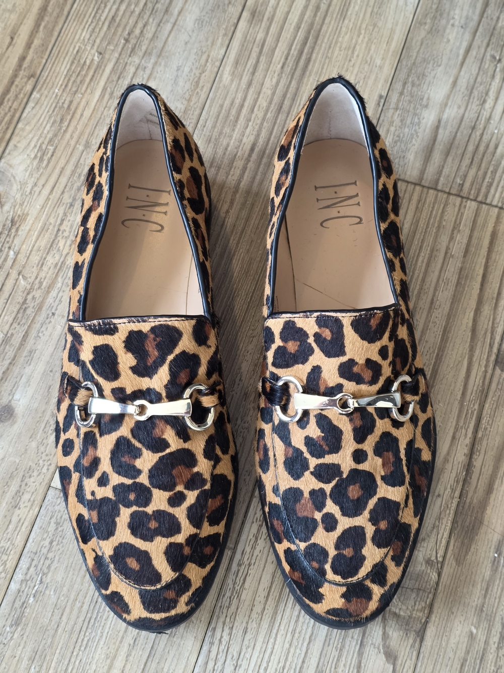 INC International Concepts Leopard Print Loafers - Tan/Black